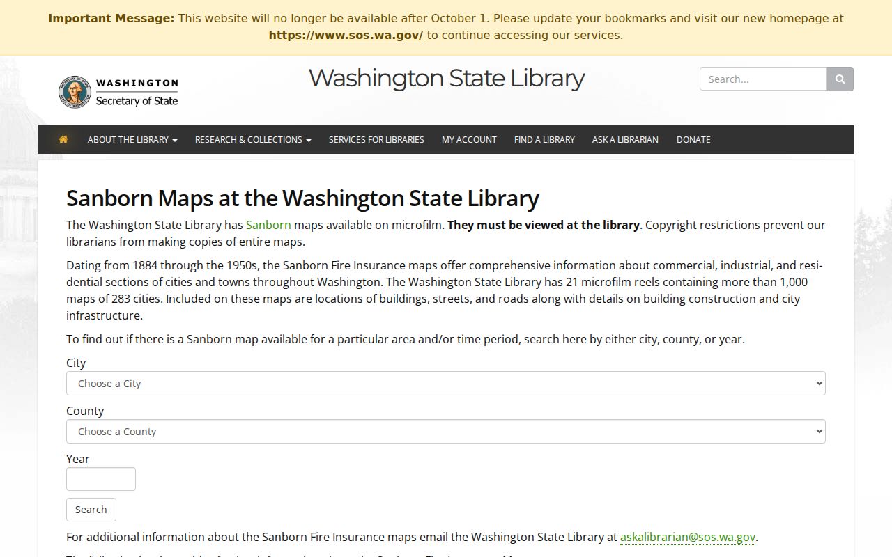 Tumwater previous residents research with the State Library Sanborn map search