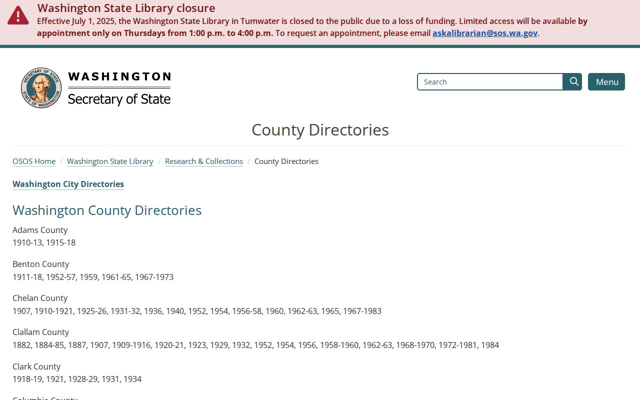 Tumwater residents directory historical county holdings